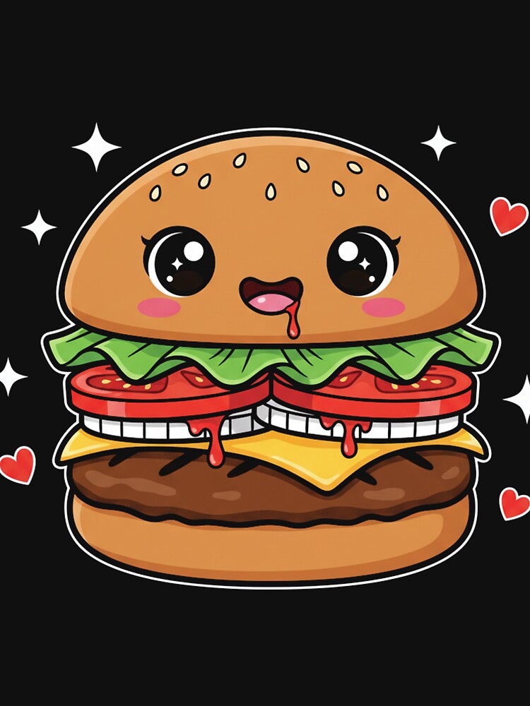 Patty Perfection - Kawaii Burger Ketchup Smile by Merchifyme2000