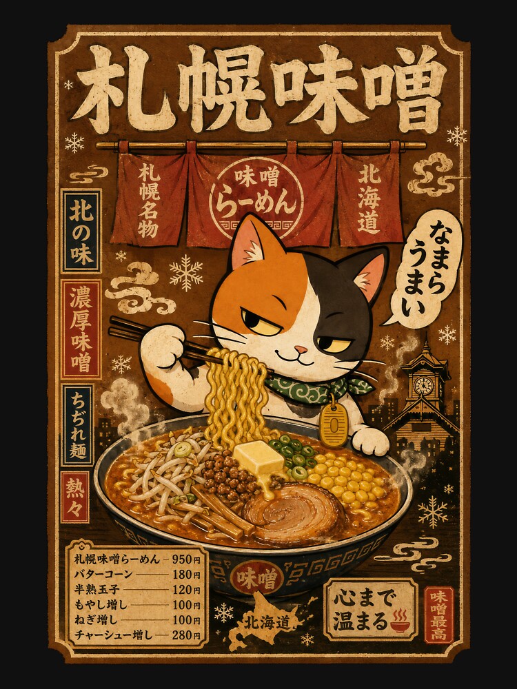 Japanese Sapporo Miso Ramen Cat by SakuraFesta