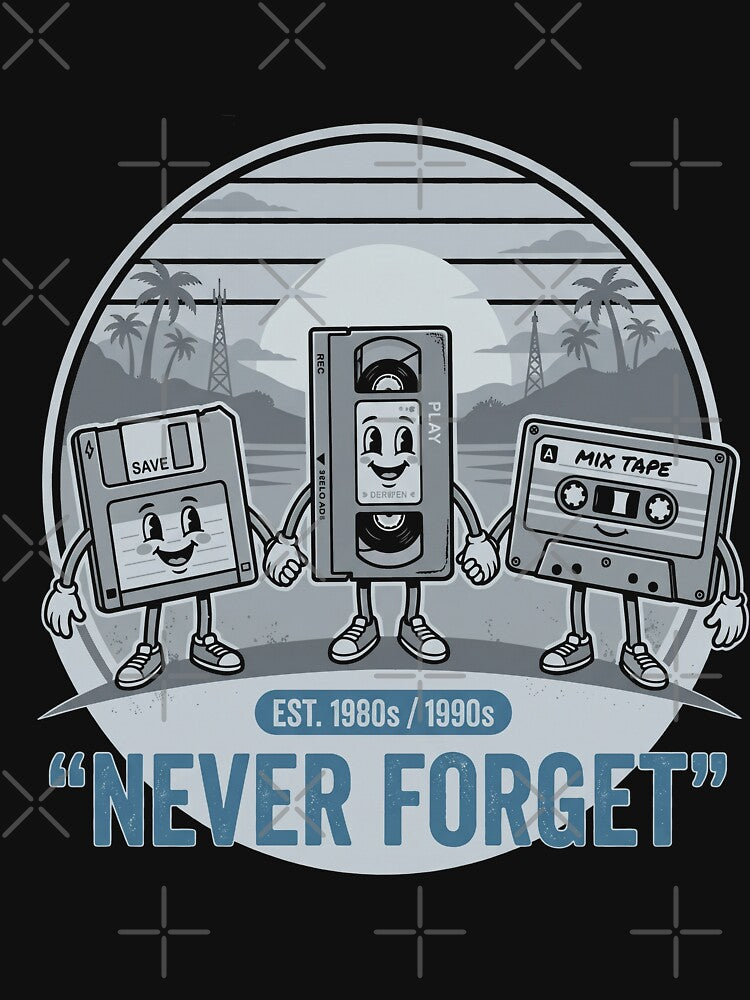 Never Forget Retro Vintage Tech Nostalgia Design by InkRebelprint
