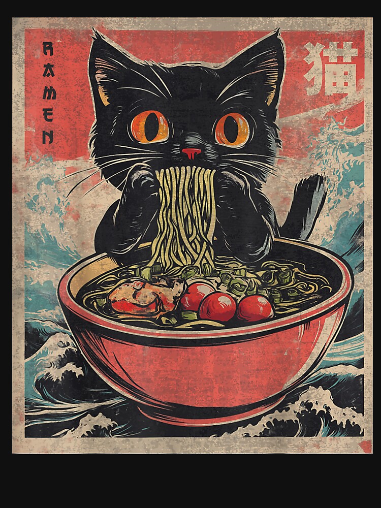 Cute Cat Eating Ramen by BASKF