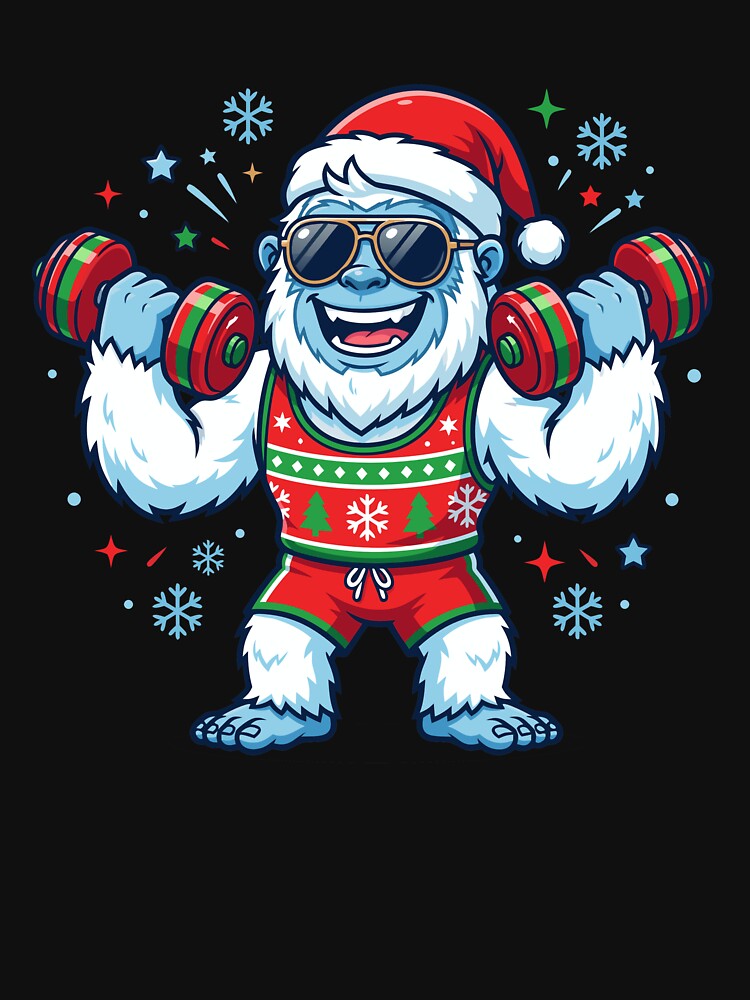 Christmas Yeti Weightlifter Gym Funny Workout Yeti Gear by DynamicDesign