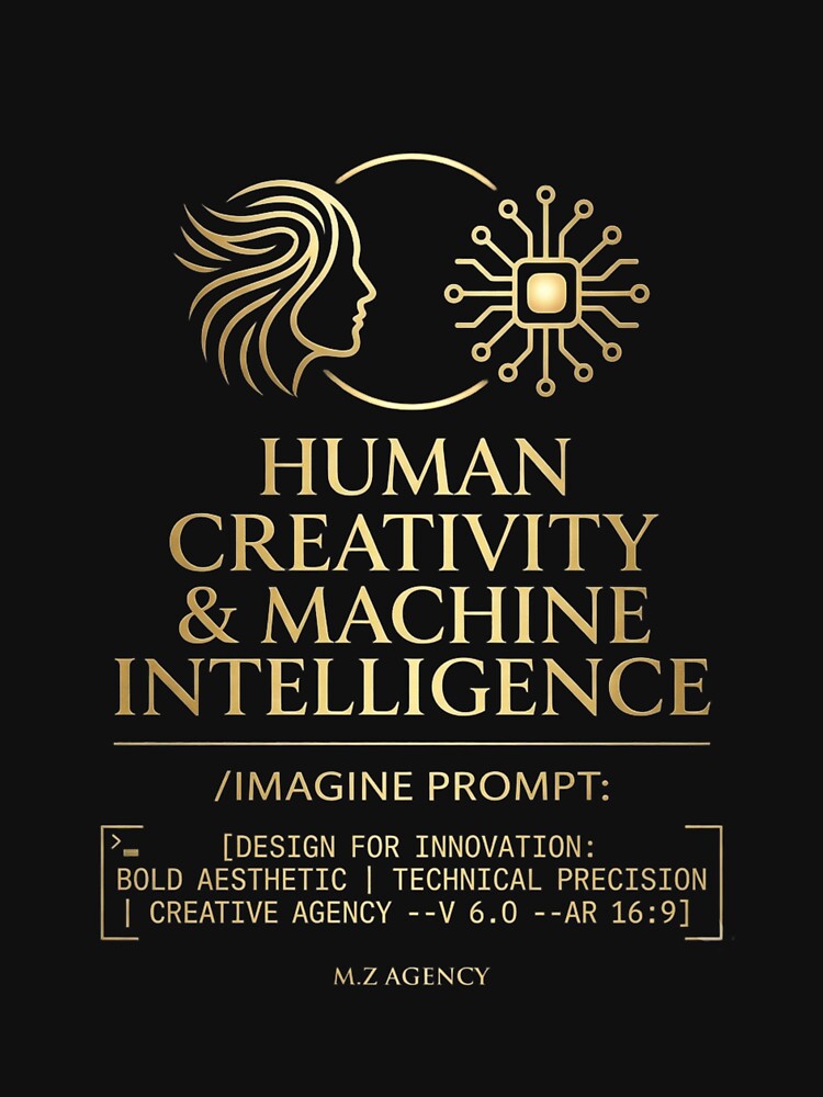 imagine prompt: Premium AI Creator Tech Sticker Design by MZAgency