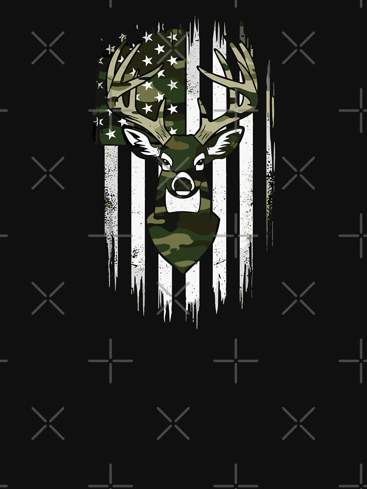 Distressed American Flag Whitetail Deer Hunter Outdoorsman by PopStars1993