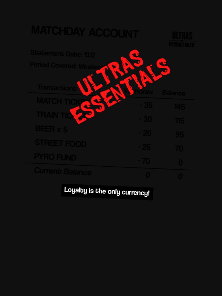 Ultras Bank Statement Matchday Expenses Loyalty Is The Only Currency Football Culture by Ultras Propaganda