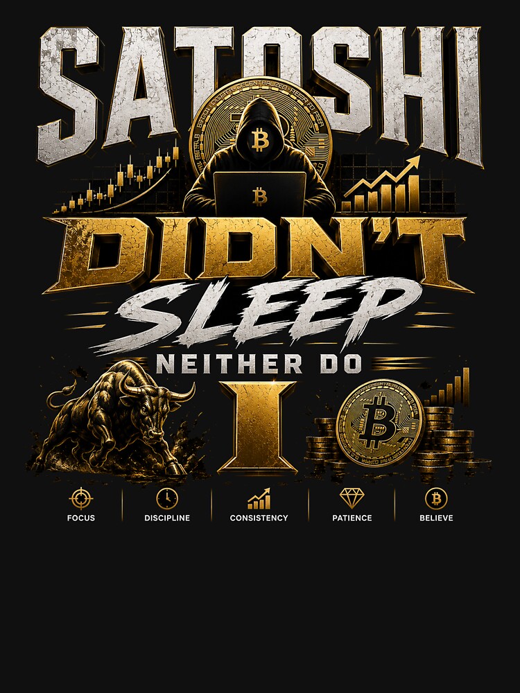 Satoshi Didn't Sleep Neither Do I Bitcoin Crypto Shirt by PipForgeStudio