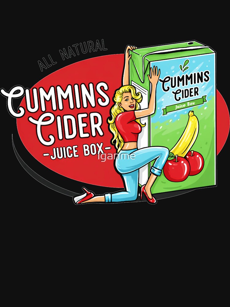 Cummins Cider Juice Box Retro Pin-Up Vintage Humor Design by lganme
