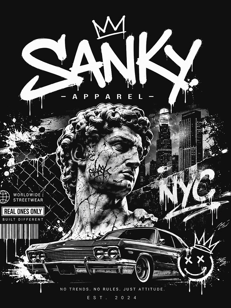 SANKY APPERAL Streetwear Graffiti Statue – Urban Art Graphic by Sanky-Apparel