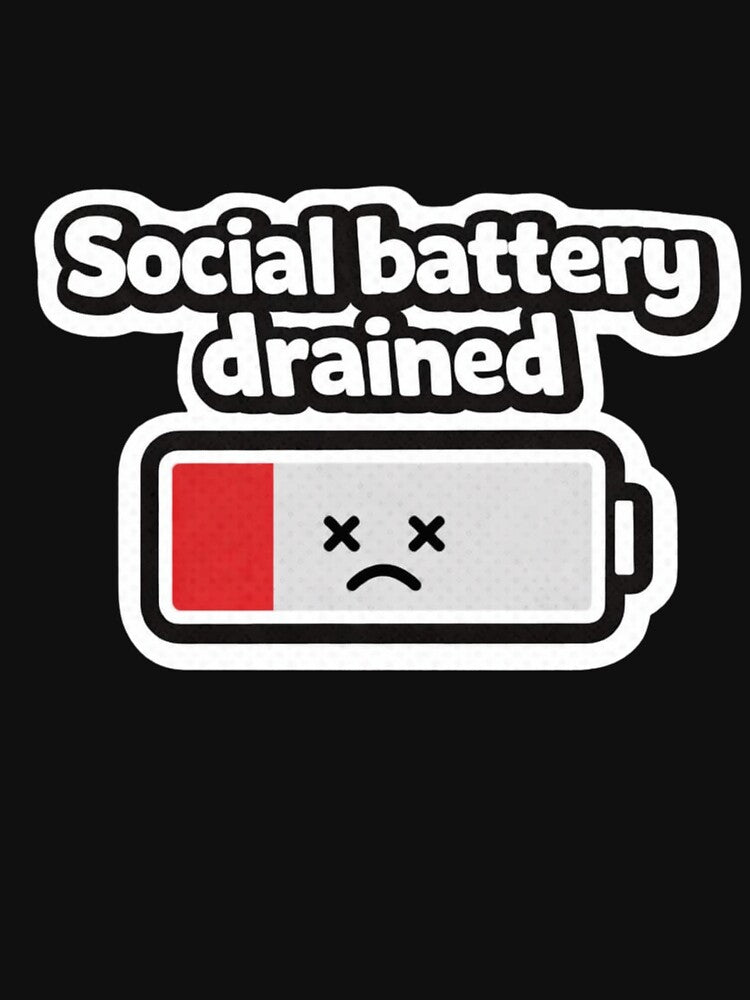 Social Battery Drained Sticker | Introvert Meme | Funny Low Energy Social Humor. by Amr Darwish Graphic designer