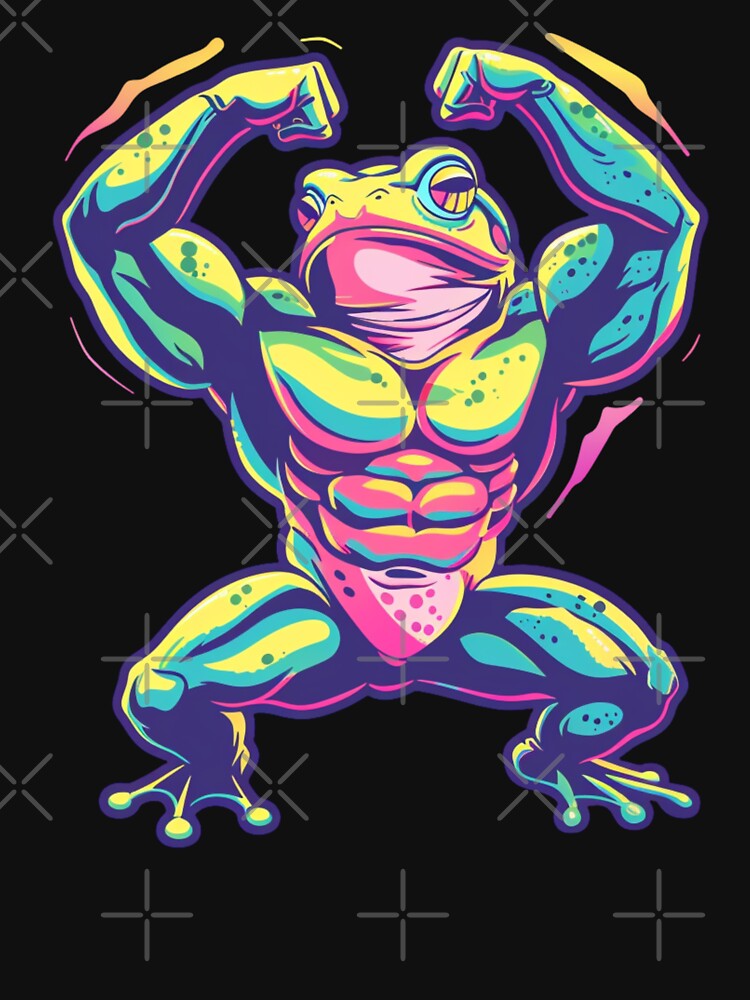 Muscular Aesthetic Gym Frog Bodybuilding Funny Fitness Sticker by VectorForge
