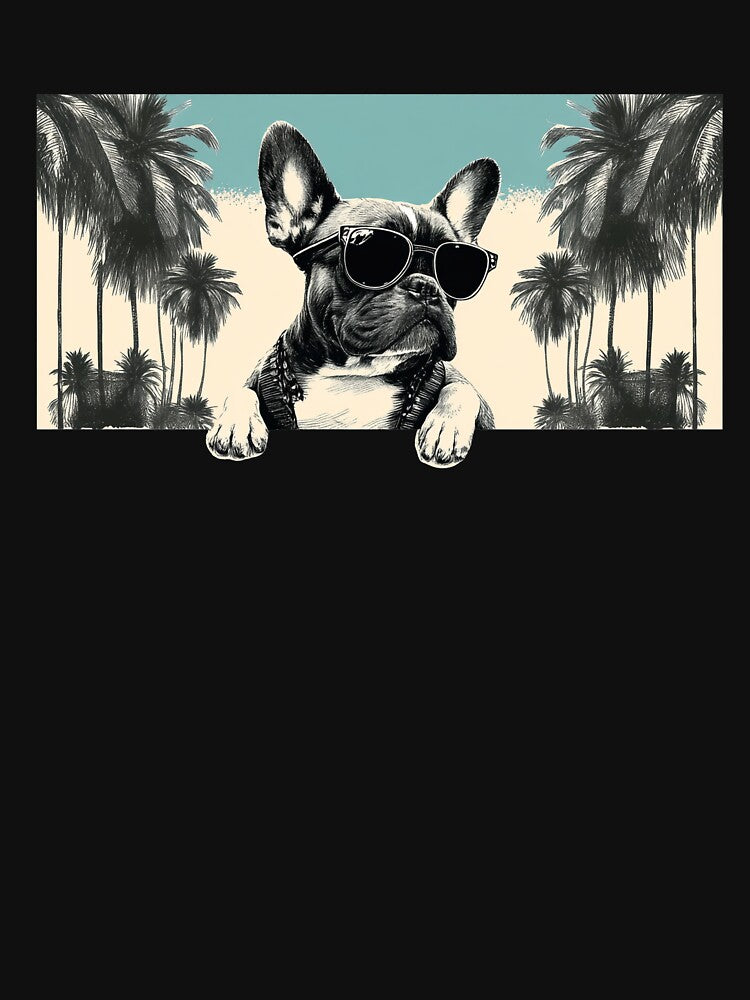 Cool Frenchie Shades Palm Tree Vibe by SoyLamderma
