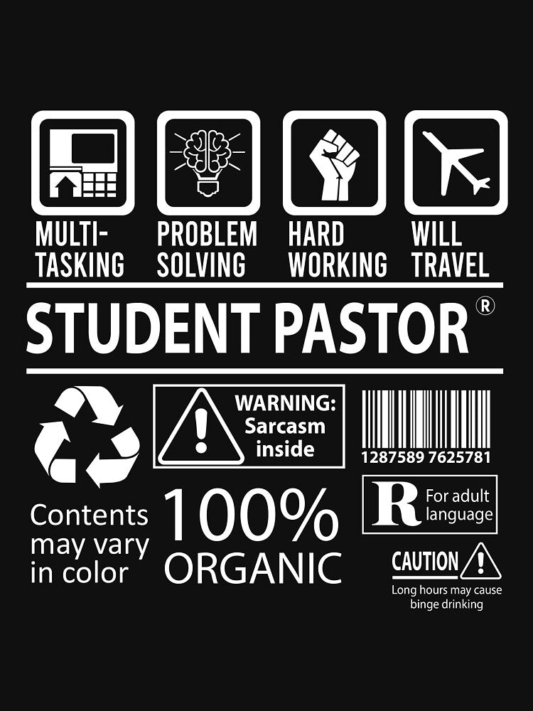 Student Pastor T Shirt - MultiTasking Certified Job Gift Item Tee by sabinacsnm