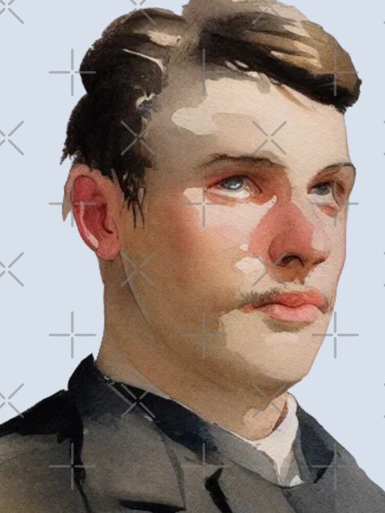 Vintage portrait man, watercolor male face, male portrait art, Male portrait illustration, Male face sketch art by Artsareus