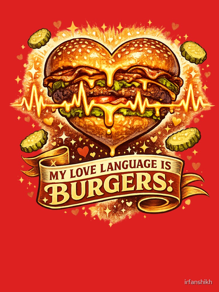 My Love Language Is Burgers: Heartbeat EKG Romance Love Declaration by irfanshikh