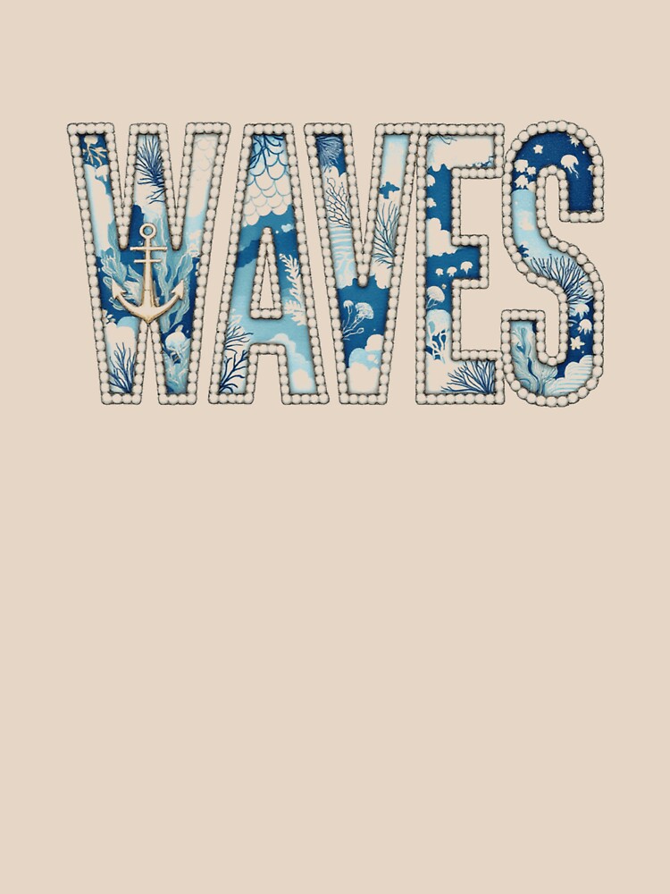 WAVES text graphic T-Shirt,nautical summer tee by treesdesign