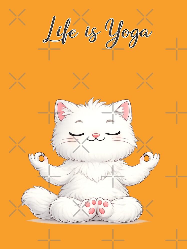 Life Is Yoga Cute White Persian Cat Yoga Meditation Design | Funny Cat Lover Gift by MimiSabu