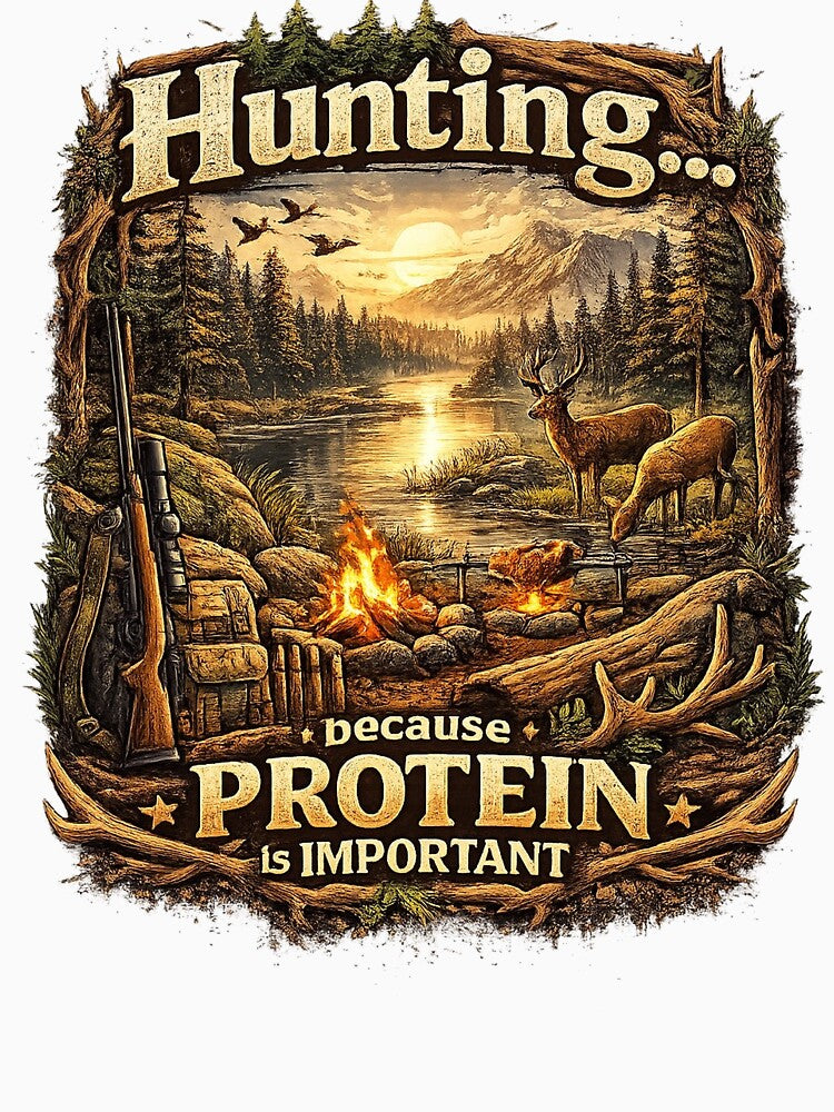 Hunting Because Protein Is Important – Funny Hunting Shirt by Boot Culture