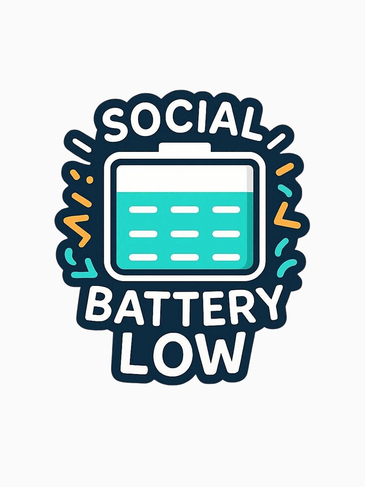 Social Battery Low Funny Introvert T-Shirt by echoink-studio