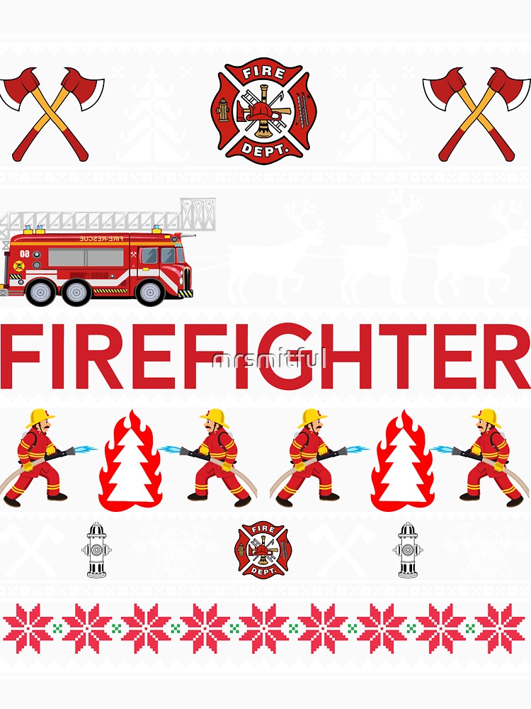 Firefighter Ugly Christmas Sweater Tee Shirt Gifts by mrsmitful