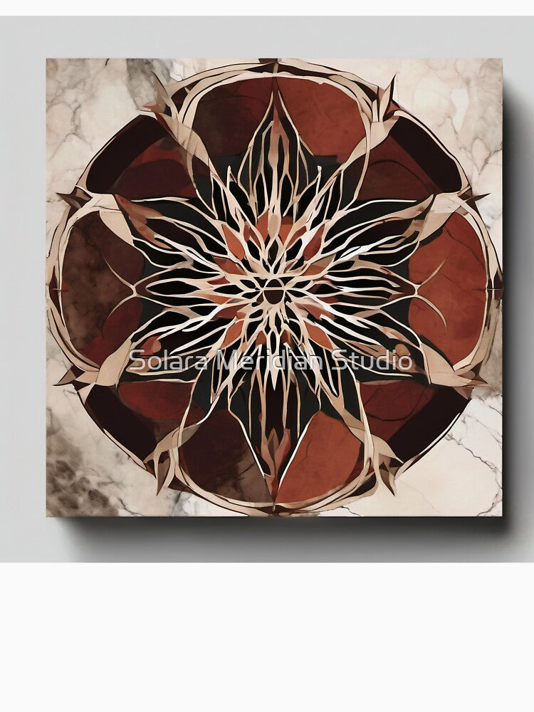 Ember Veil – Radiant Marble Mandala by Solara Meridian Studio