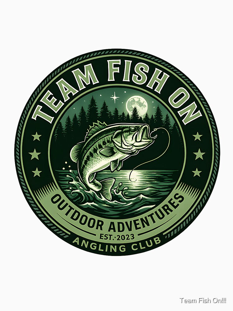 Copy of Team Fish On - Minimalist Fishing Badge - Fisherman Gift - Angler Outline Art by Team Fish On!!!