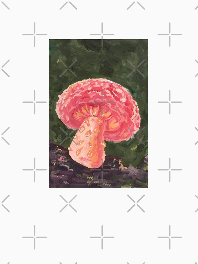 Pink Mushroom Acrylic Painting | Cottagecore Home Decor by JoyfulStarArt