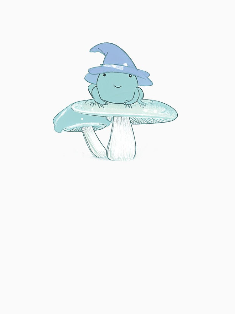 Cute Frog Wizard on Mushroom – Cottagecore Magical Frog Illustration by Aerlume
