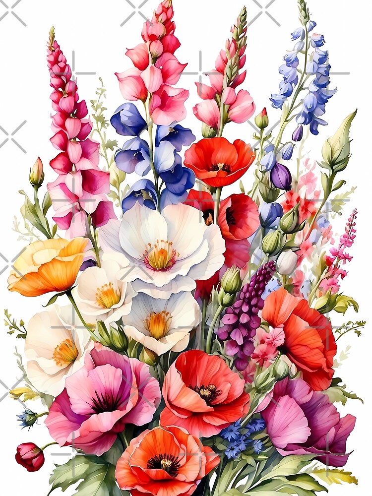 Spring:Foxgloves, Poppies, and Bachelor's Buttons Bouquet by Chicandcool