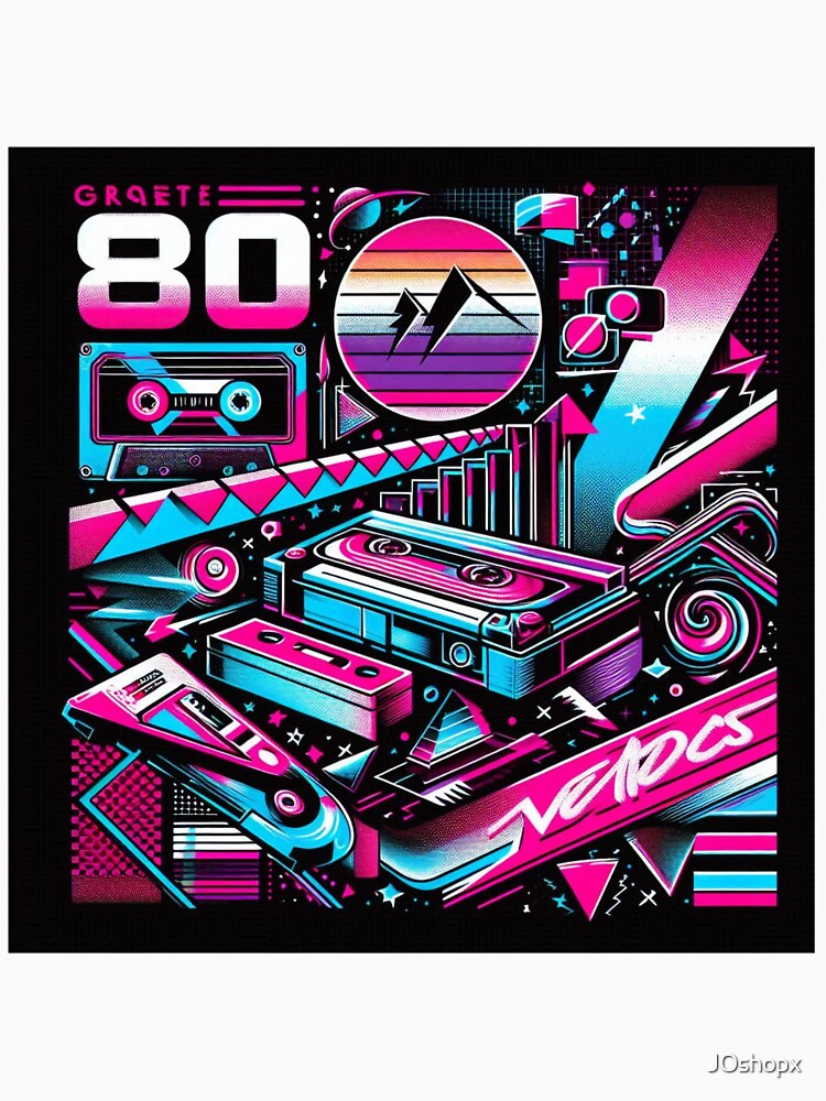 Retro Revolution: 80s Arcade & Cassette Neon Tee by JOshopx