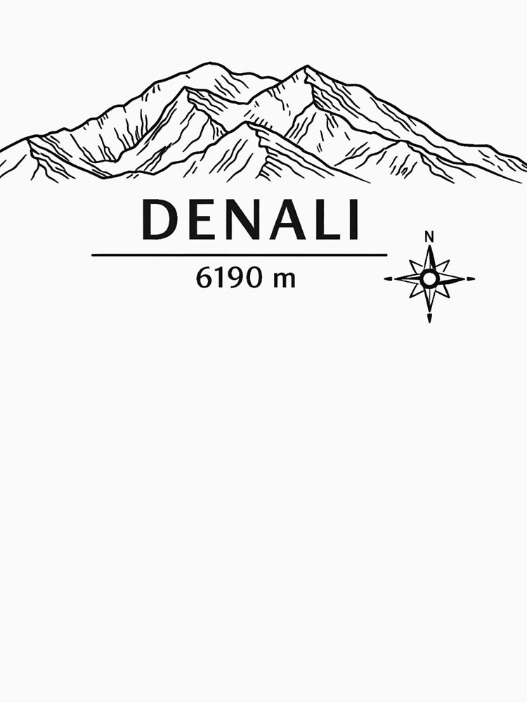 Seven Summits North America – Denali 6190 m Minimalist Line Art Design by GabeMountainArt