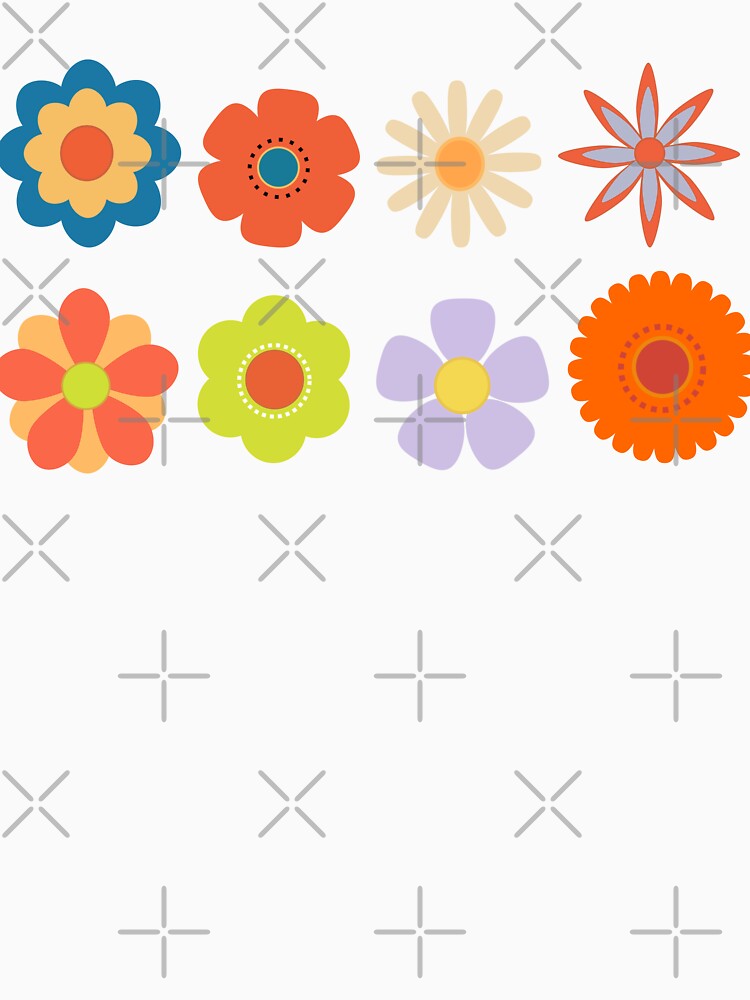Vibrant 70s Style Colorful Flower Art by BMB-Arts