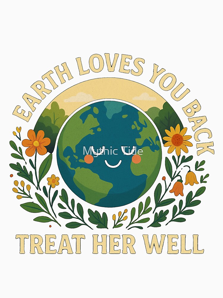 Earth Loves You Back T-Shirt – Positive Eco Message Tee for Nature Lovers by Mythic Tide