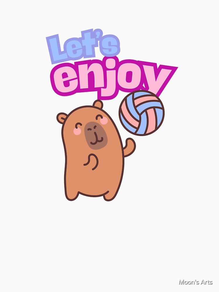 Cute Capybara Illustration – Kawaii Animal with “Let’s Enjoy” Text by Moon's Arts