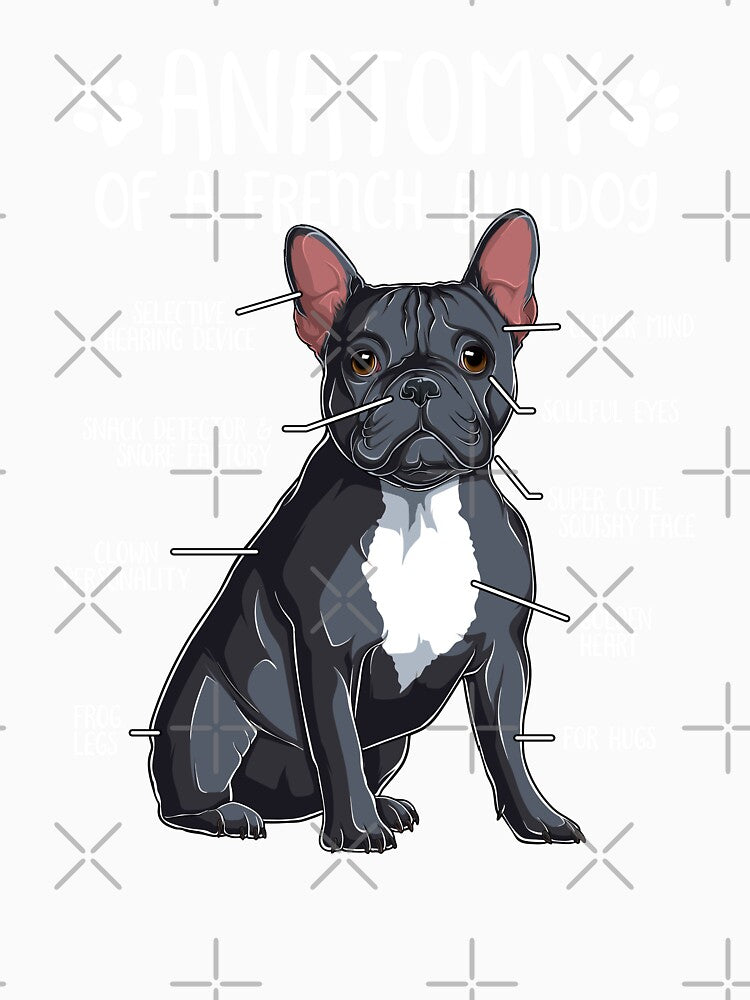 Funny French Bulldog Anatomy Black Blue Frenchie Dog Lover by lanynx design