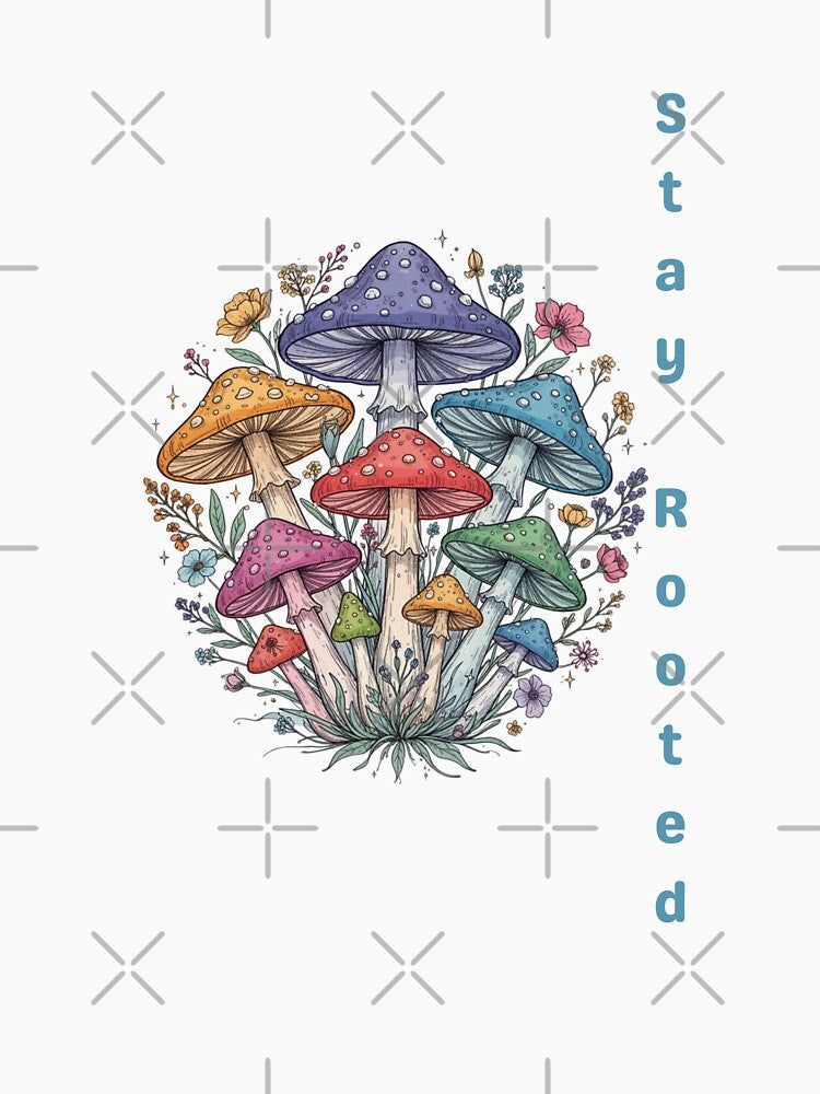 Stay Rooted| Boho Mushroom Cluster Forest by Pamthedesigner