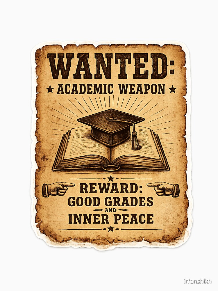 Wanted Academic Weapon – Funny Wild West Vintage Poster Art | Outlaw Student Gift by irfanshikh