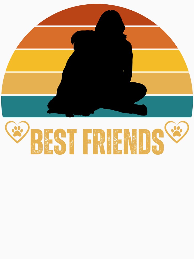 Me And My Dog, Retro Sunrise Inspired Design, Girl And Dog Best Friends Saying, Pet Appreciation Gift by KirwanArt