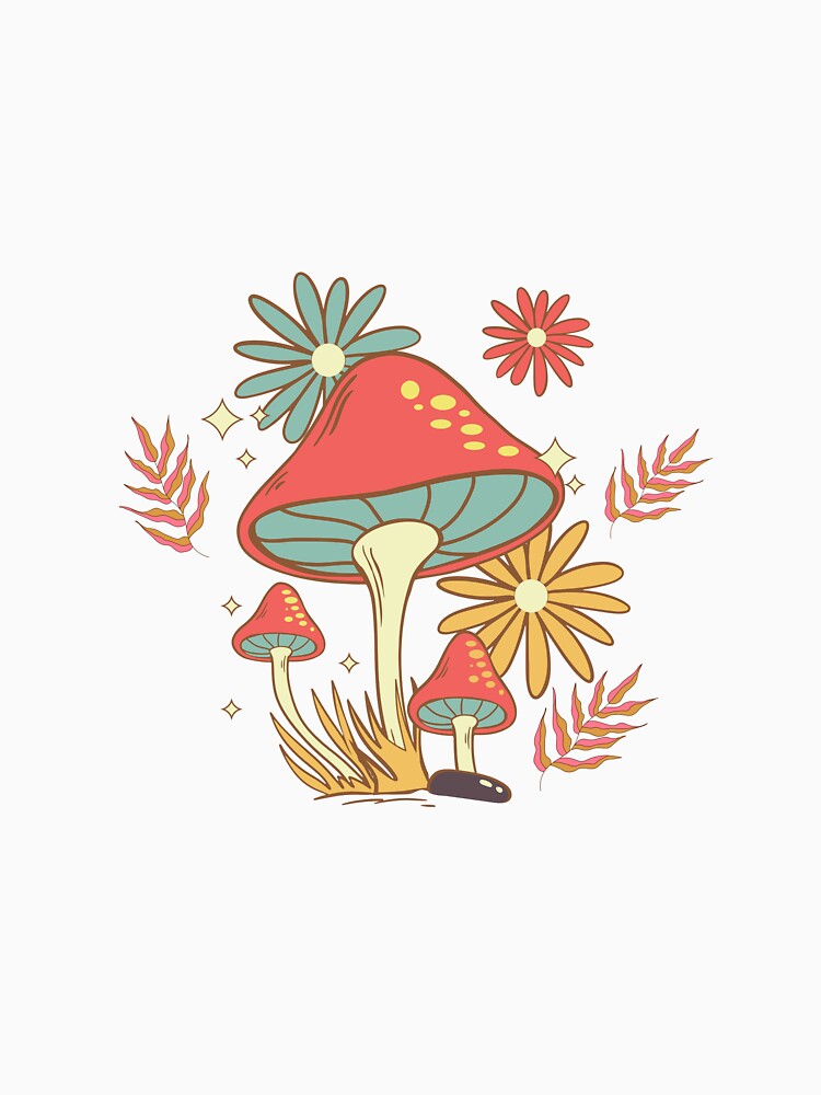 Cute Retro Mushroom Flowers | Cottagecore Forest Art by Sowaninongtdu