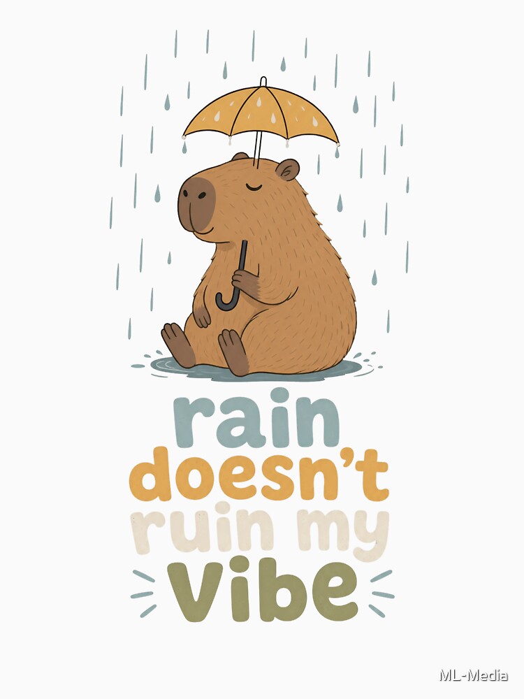 Cute Capybara with Umbrella Isolated Illustration by ML-Media