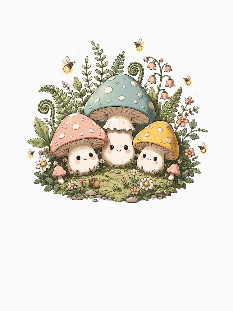 Cute Cottagecore Mushroom Forest Friends by Yuliik