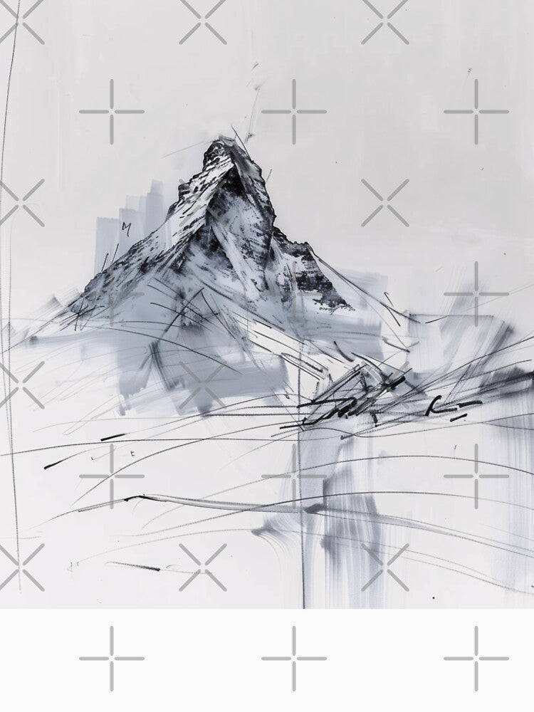 Abstract Mountain Peak – Minimalist Summit Sketch by SleekLineSketches