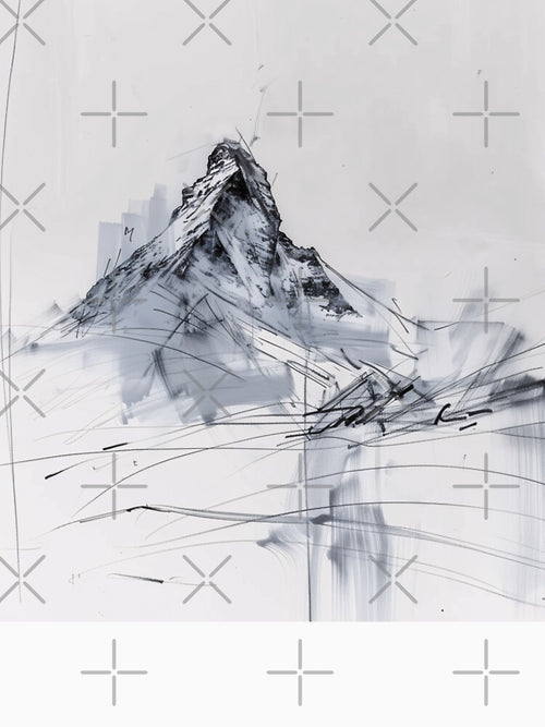 Abstract Mountain Peak – Minimalist Summit Sketch by SleekLineSketches