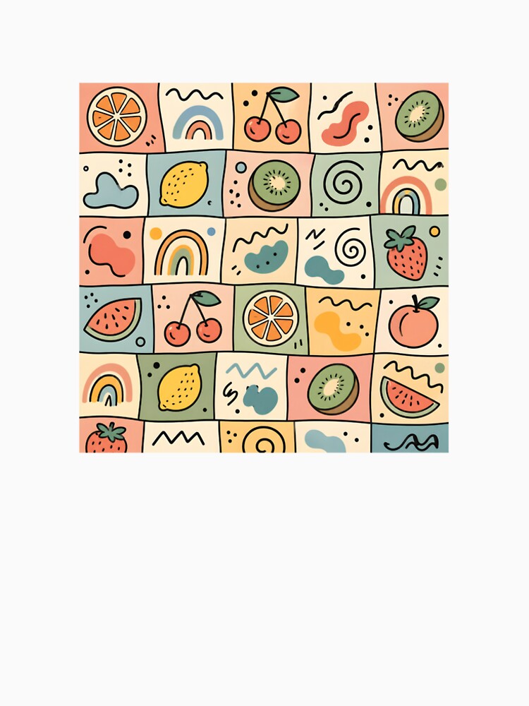 Pastel Retro Fruit Mosaic Pattern. by aashcreat