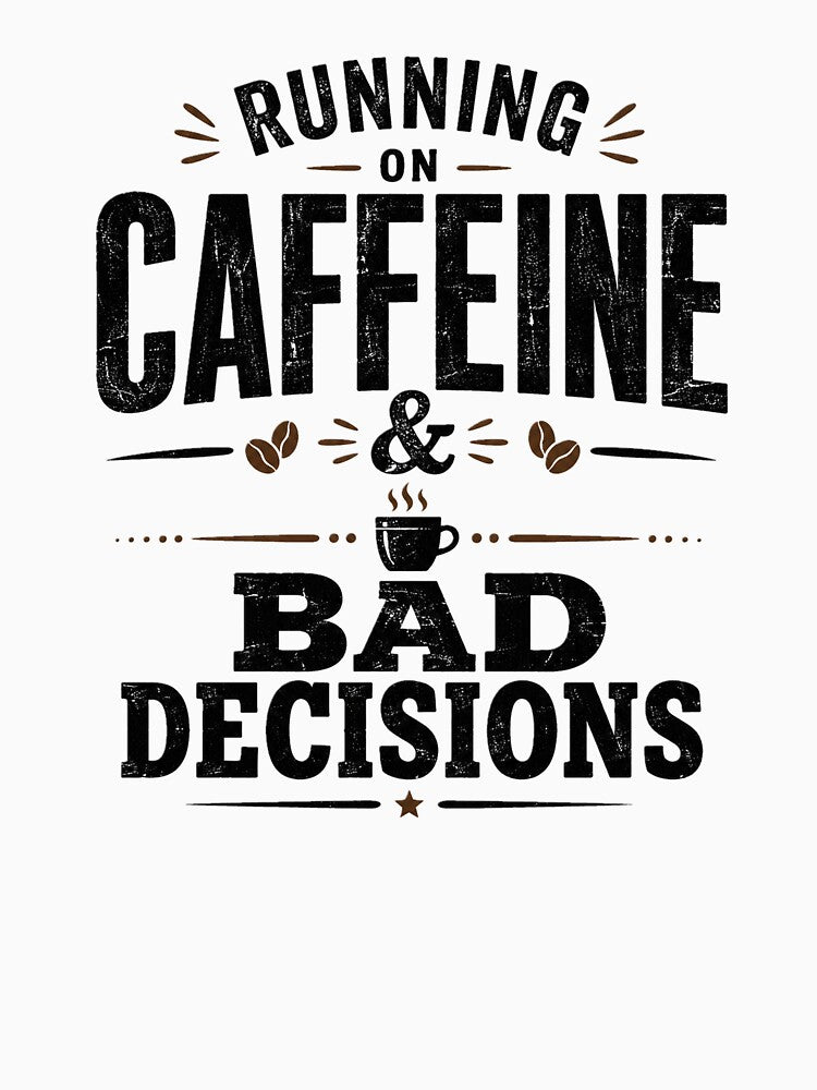 Funny Coffee Shirt – Running On Caffeine & Bad Decisions | Vintage Coffee Lover Gift T-Shirt by SoulFlex