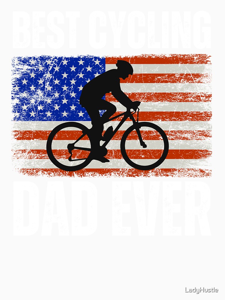 Best Cycling Dad Ever Vintage Cycling Father's Day US American flag by LadyHustle