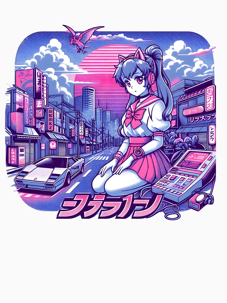 Vaporwave Japanese Anime Girl by 54mu