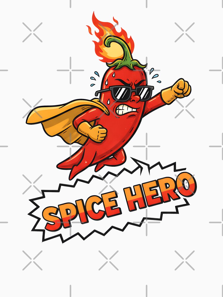 Spice Hero T-Shirt – Funny Chili Pepper Superhero Design for Hot Sauce Lovers, Foodies, and Spice Enthusiasts by justyna-s28