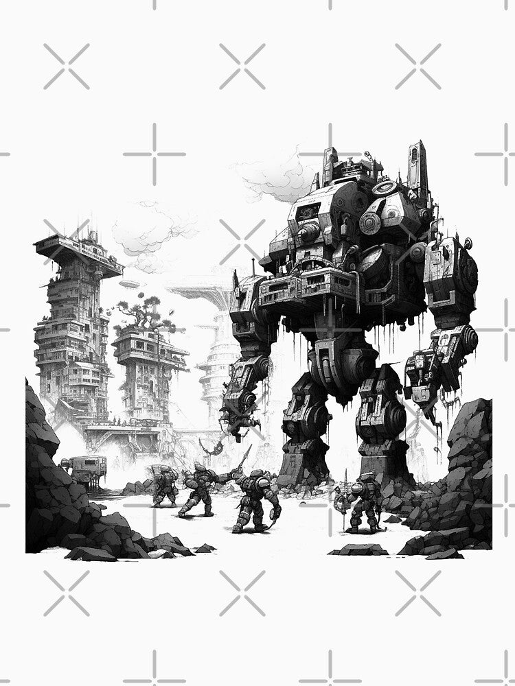 Giant Mech War Machine – Futuristic Sci-Fi Battle Art by inkoutninja