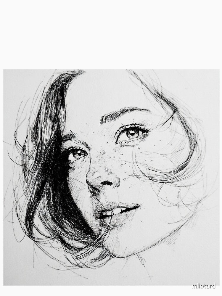 Clara the Thoughtful – Intimate Female Portrait Line Art by mliotard