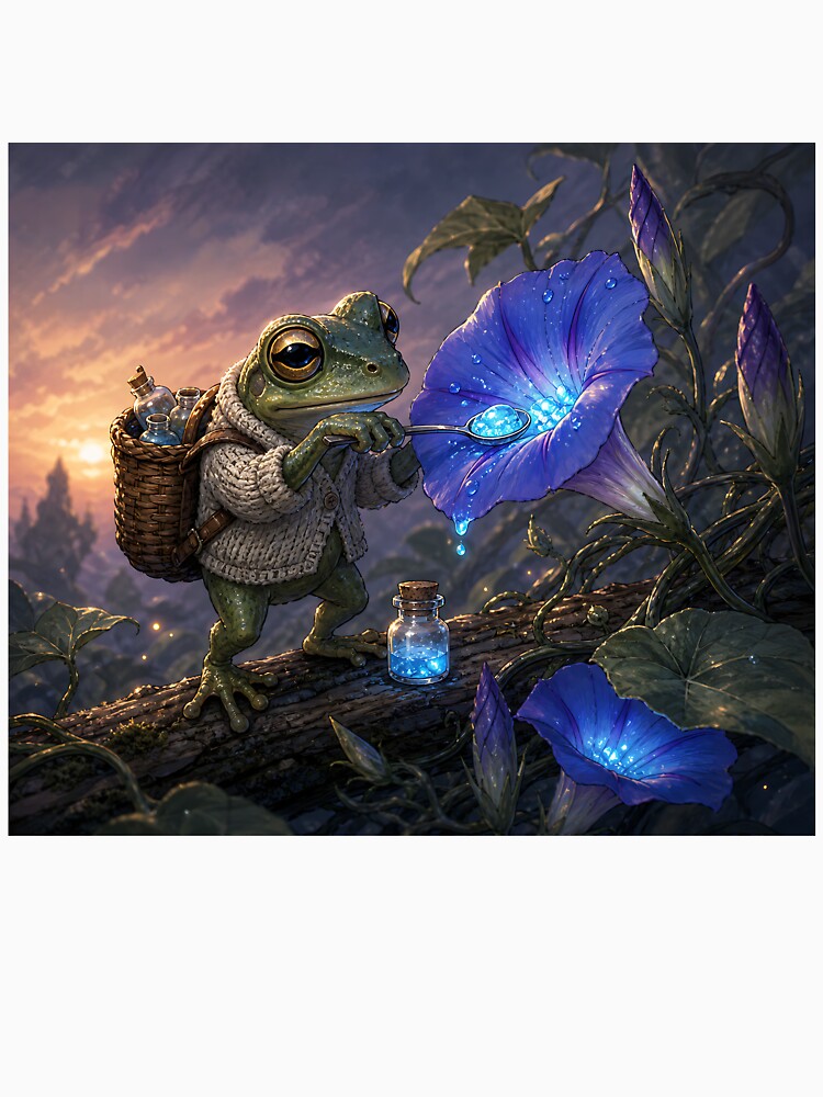 Bioluminescent Foraging - Cute Cottagecore Frog by bapupa