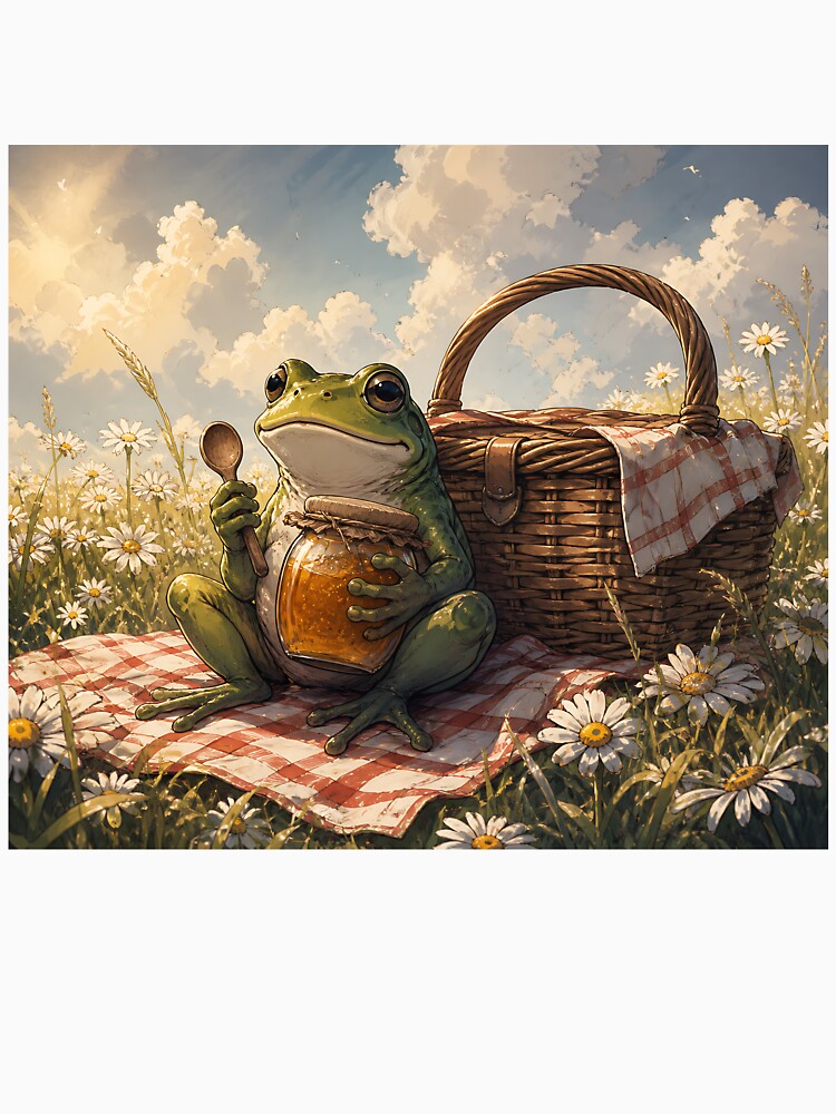 Breakfast in the Meadow - Cute Cottagecore Frog by bapupa